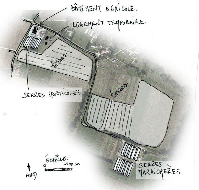 Plan de situation : rapport ferme / terres