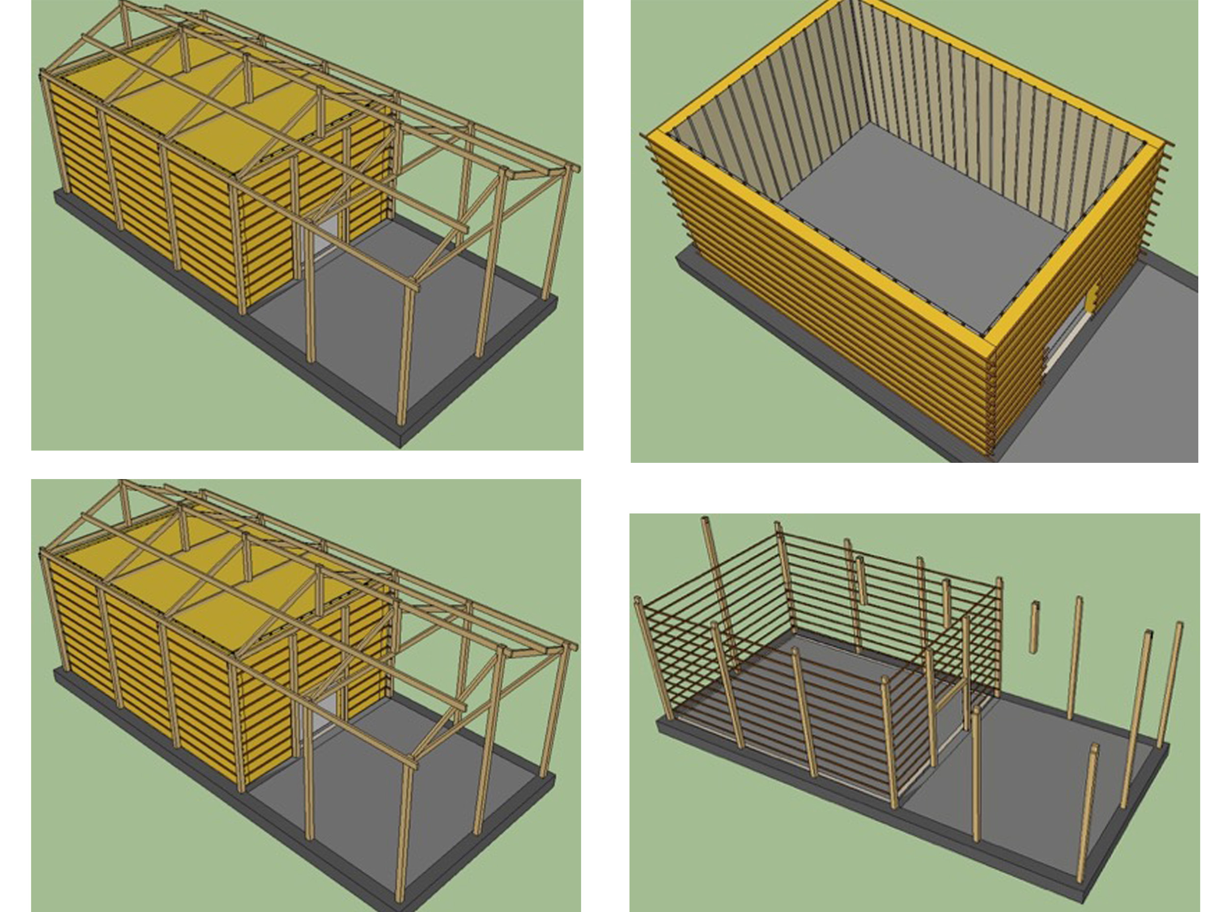 Quatre vues 3D décomposées.