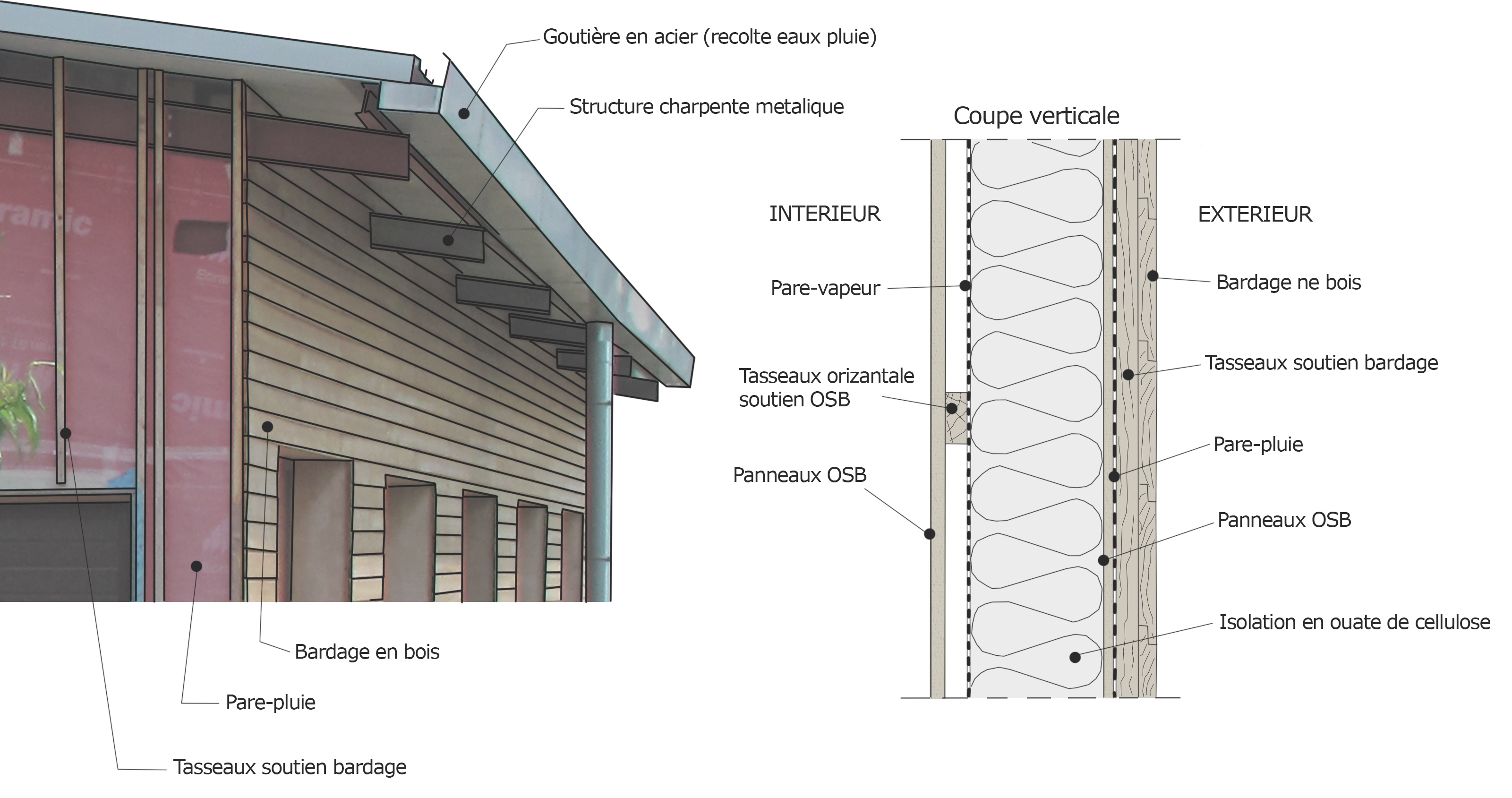 Détail des murs extérieurs