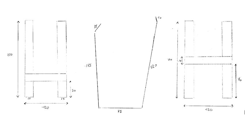 Croquis et mesures du porte-enfumoir